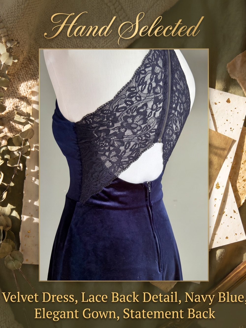 Speechless Deep Navy Velvet Fit Flare Dress Mob Wife Romantic Old Money Size 2